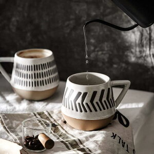 日式手繪陶土復古咖啡杯