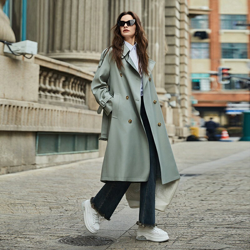 【巴黎精品】現貨+預購 風衣外套休閒大衣-可拆卸雙領長版防潑水女外套2色a1gx4