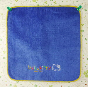 【震撼精品百貨】Hello Kitty 凱蒂貓 方巾-限量款-深藍黃邊 震撼日式精品百貨