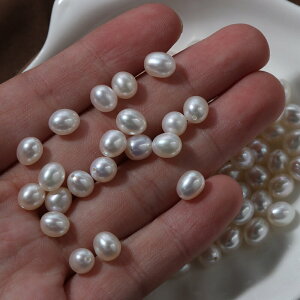 天然淡水珍珠3-12mm半孔米珠強光 半孔散珠diy半成品裸珠飾品配件