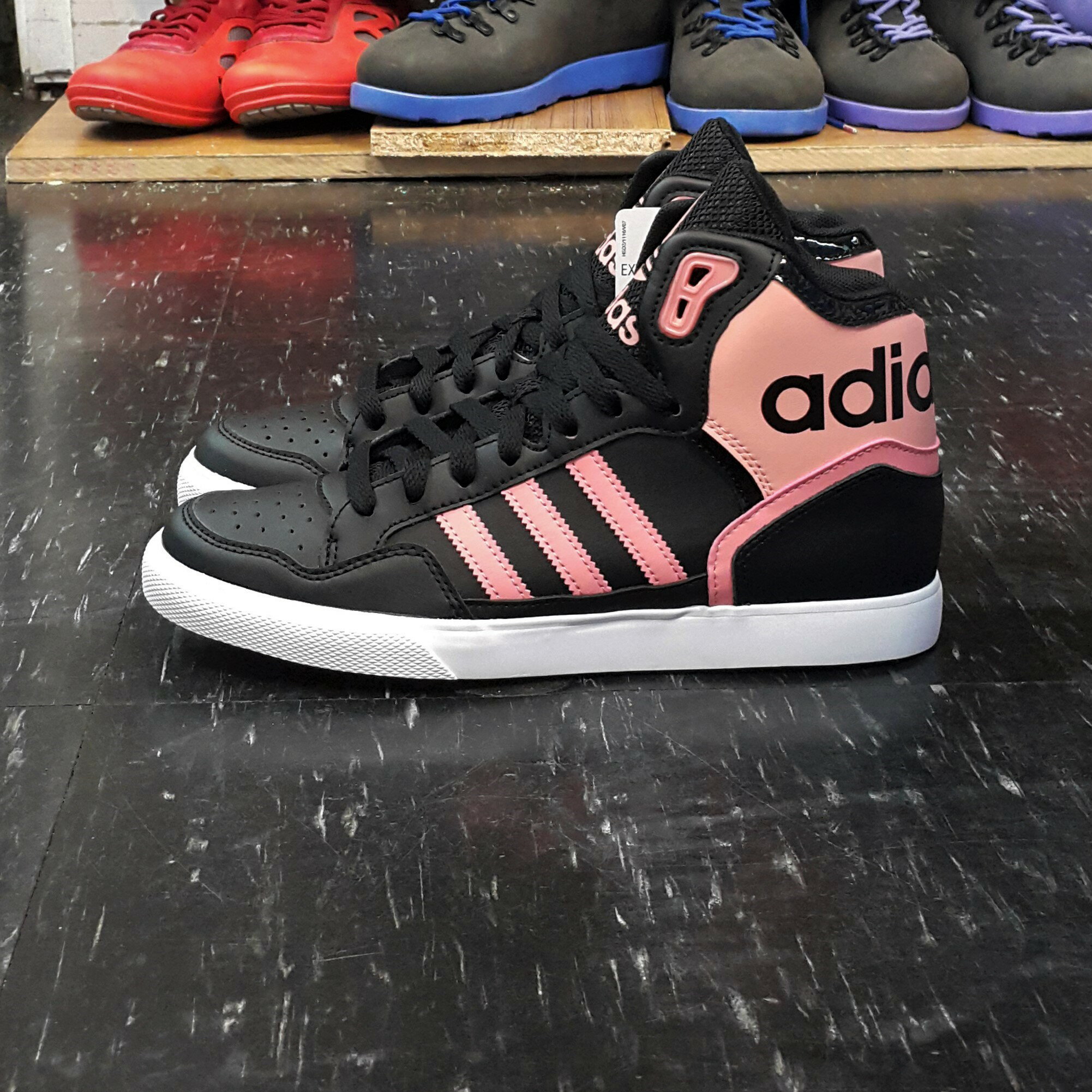 adidas EXTABALL W 高筒 大鞋舌 黑色 粉紅色 黑粉 皮革 CP9625