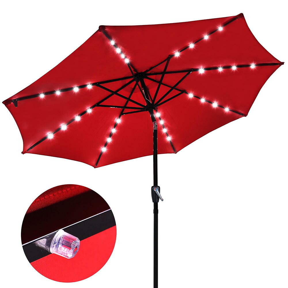 escom 9-Foot Patio Umbrella with Solar-Powered LED Lights