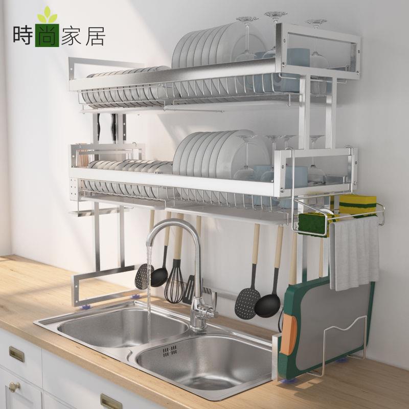 免運 廚房水槽置物架 碗架 瀝水架 碗架 304不銹鋼廚房水槽置物架碗碟收納水池多功能放碗盤瀝水碗架接水特惠/工廠直銷 全館八折 z1224