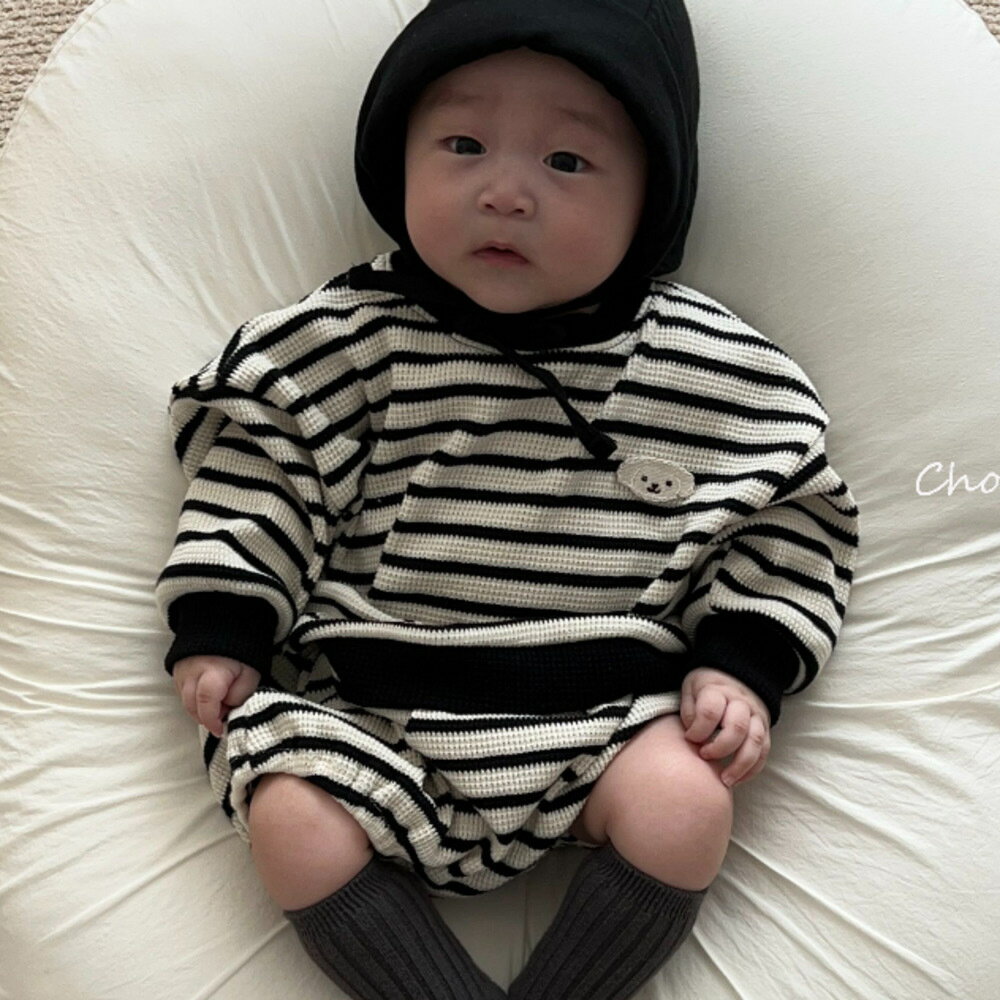 嬰兒外出服春裝兒童衣服春款韓版童裝嬰兒寶寶條紋套裝