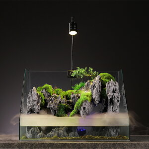 優樂悅~大型水陸缸造景套餐客廳假山流水噴泉玻璃魚缸生態植物微景觀骨架