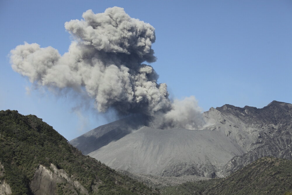 Posterazzi: April 6 2012 - Sakurajima Volcano Erupting Ash Cloud Rising 