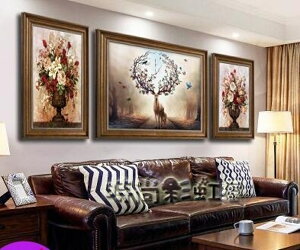 美式壁畫客廳裝飾畫沙發背景牆招財風水歐式大氣高檔油畫餐廳掛MBS「時尚彩虹屋」