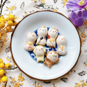 進口瀨戶燒手作可愛日式情侶貓咪兔雀鳥陶瓷筷子架2枚裝