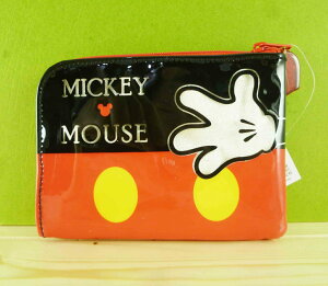 【震撼精品百貨】Micky Mouse 米奇/米妮 L型拉鍊包-黑紅 震撼日式精品百貨