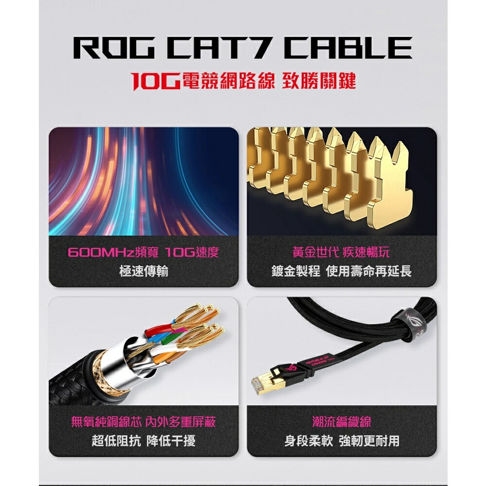 【含稅公司貨】ASUS 華碩 ROG 專屬信仰 CAT7 CABLE 10Gbps 電競網路線 2