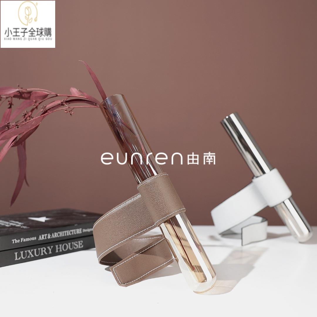 【公司現貨速發】免運 開發票 家飾 擺件 花器簡約創意皮質試管玻璃幹花插擺件水培花瓶家居桌面花器軟裝飾品 日式家飾