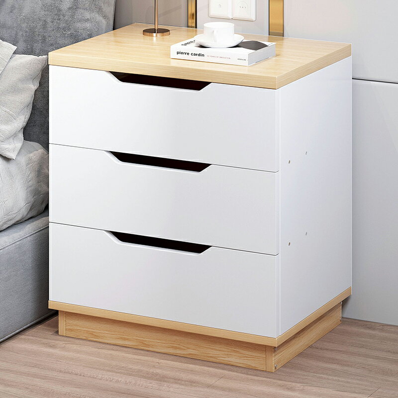 床頭柜現代簡約小型臥室床邊收納柜子家用新中式實木色簡易置物架