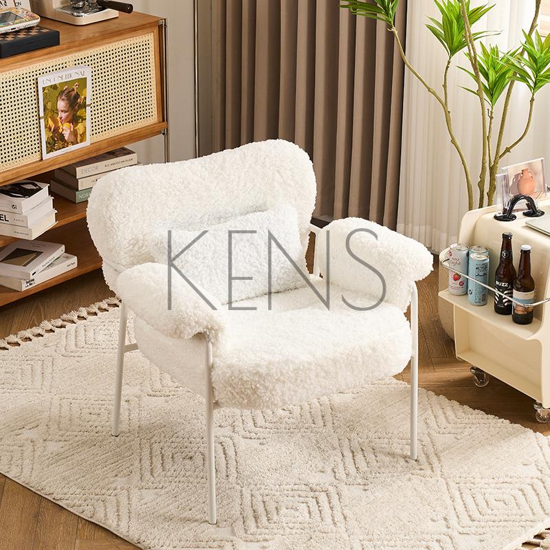 【KENS】沙發 沙發椅 北歐羊羔絨單人椅設計師奶油風單椅沙發椅網紅休閑簡約客廳懶人椅
