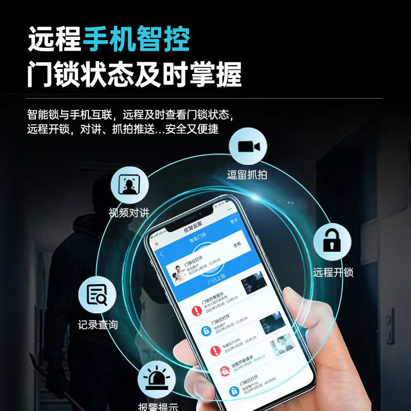 【台灣公司 超低價】揚子集團3D人臉識別全自動貓眼智能指紋鎖家用防盜門鎖電子智能鎖 7