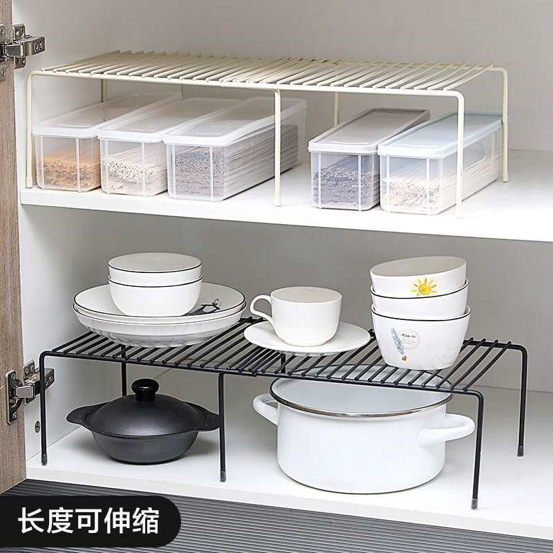 可伸縮鐵藝廚房置物架下水槽櫥柜碗碟架調味品架子廚具桌面收納架