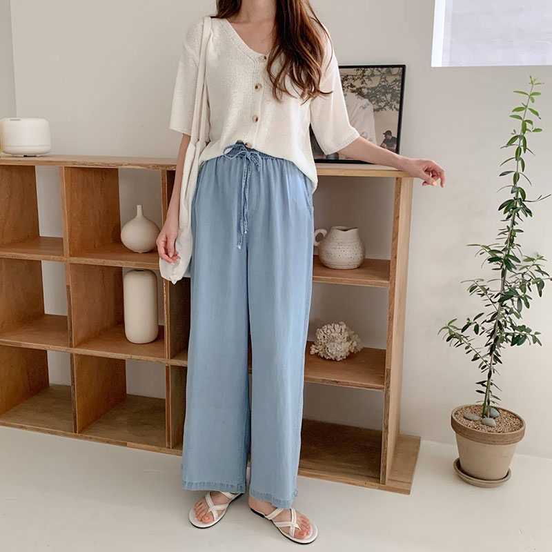 ANNAS 正韓 牛仔寬褲 牛仔褲 牛仔長褲 大寬褲 闊腿褲 寬鬆 顯瘦 高腰 夏天薄款牛仔布 韓國 2