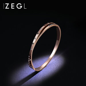 ZEGL羅馬數字手鐲女鍍玫瑰金簡約百搭小眾網紅刻字鈦鋼手環手飾品
