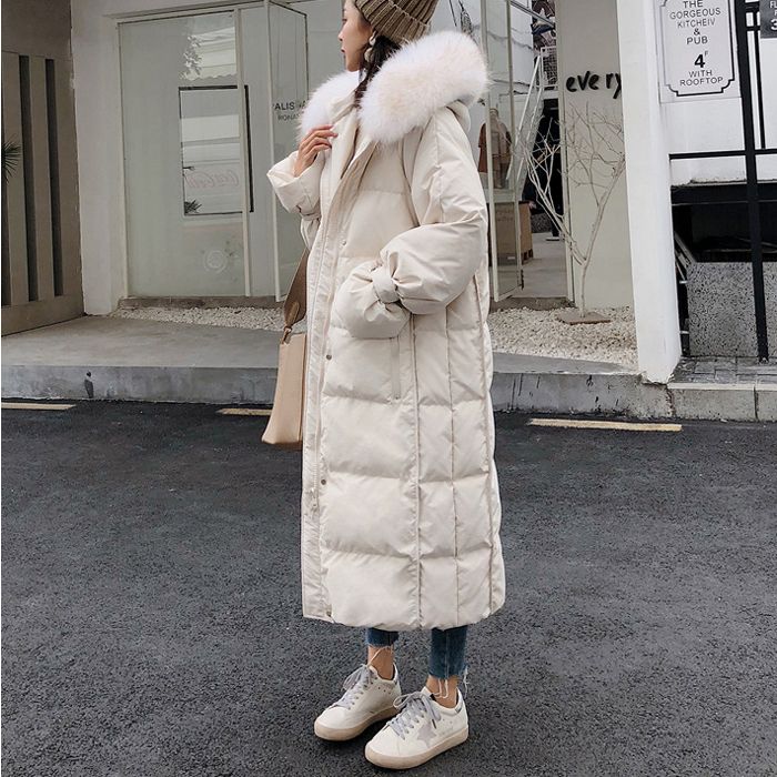 快速出貨/羽絨外套 長大衣 新款長款羽絨服女過膝超長冬季毛領韓版寬松加厚冬裝白鴨絨潮