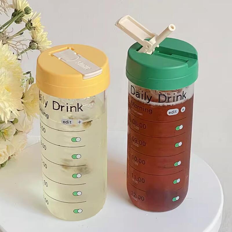 大容量玻璃杯吸管杯女茶水分離耐熱時間刻度泡茶水杯子夏季【繁星小鎮】