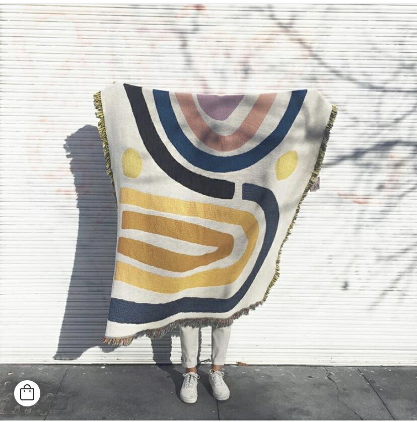 裝飾毯掛毯潮流復古個性創意搭毯空調毛毯北歐美式休閑彩虹 INS