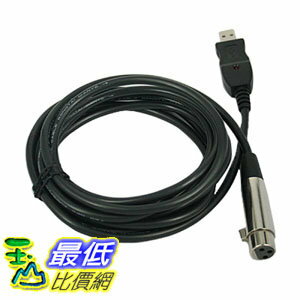 <br/><br/>  [106美國直購] HDE 電纜 10 feet/3m XLR Female to USB 2.0 Cable - Black<br/><br/>