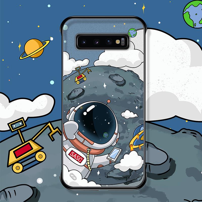 三星s10手機殼磨砂透明無邊框卡通星球宇航員高檔不頂膜半包硬殼 s10+情侶plus超薄創意個性簡約新款女手機套