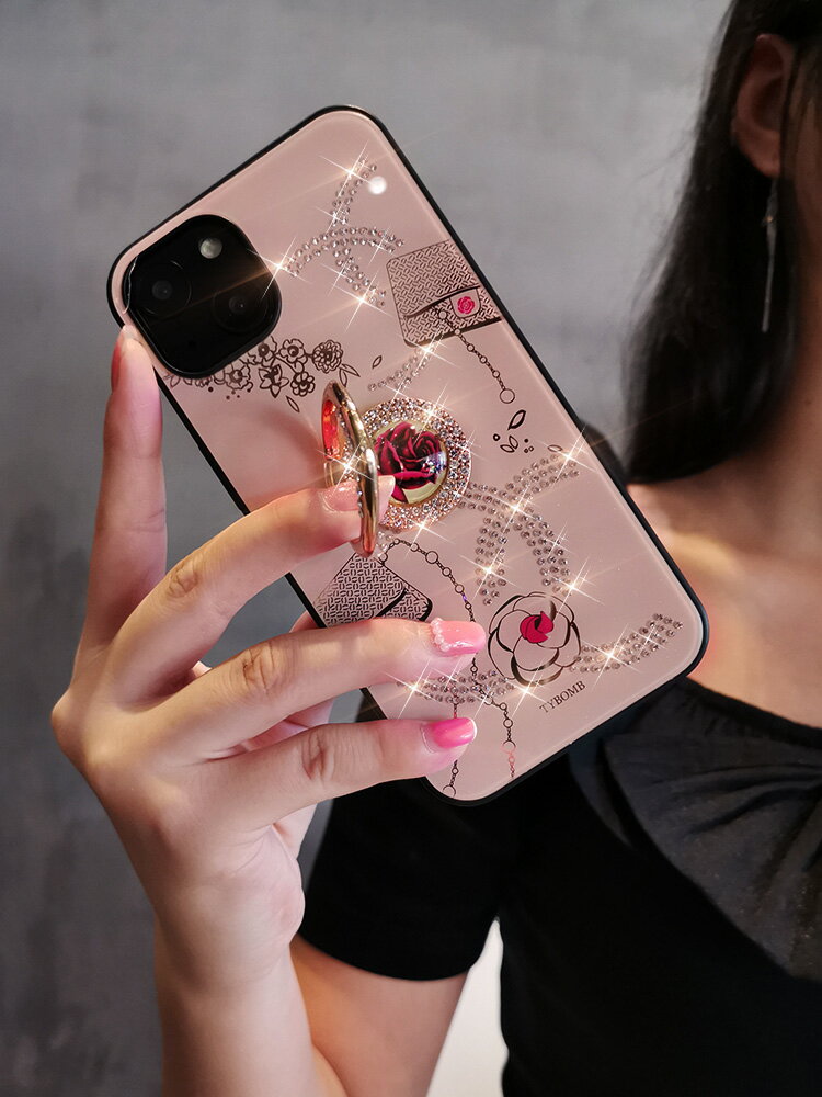 蘋果13手機殼iphone13promax網紅水鉆同款13pro潮牌矽膠13mini女款指環支架全包防摔玻璃個性創意保護套玻璃