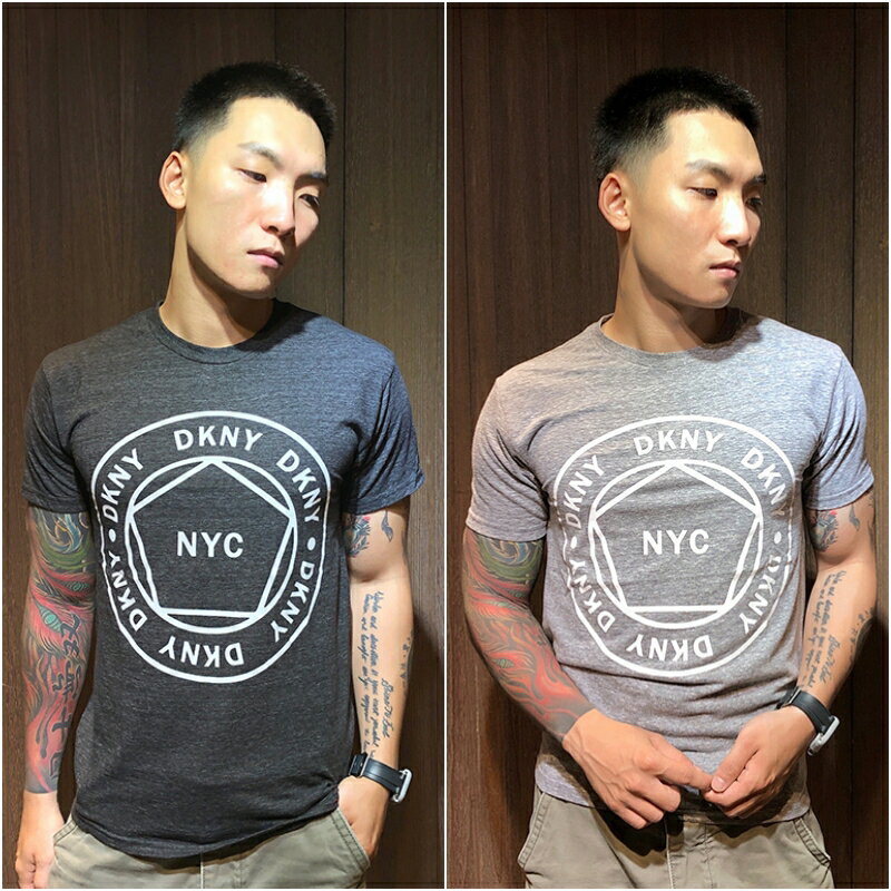 美國百分百【全新真品】DKNY 短袖 T恤 Logo T-shirt 男款 上衣 Tee 短T 鐵灰/麻灰 AD43