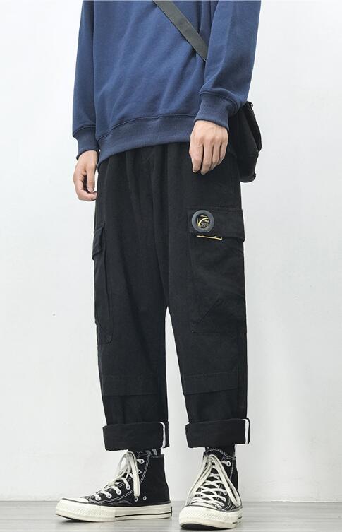 FINDSENSE X 韓國 時尚街頭流行 大口袋工裝褲 寬鬆 休閒長褲 工作長褲