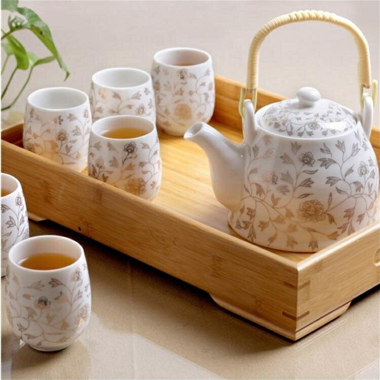 茶盤 送竹托景德鎮陶瓷茶具套裝家用整套提梁功夫茶壺茶杯竹jy