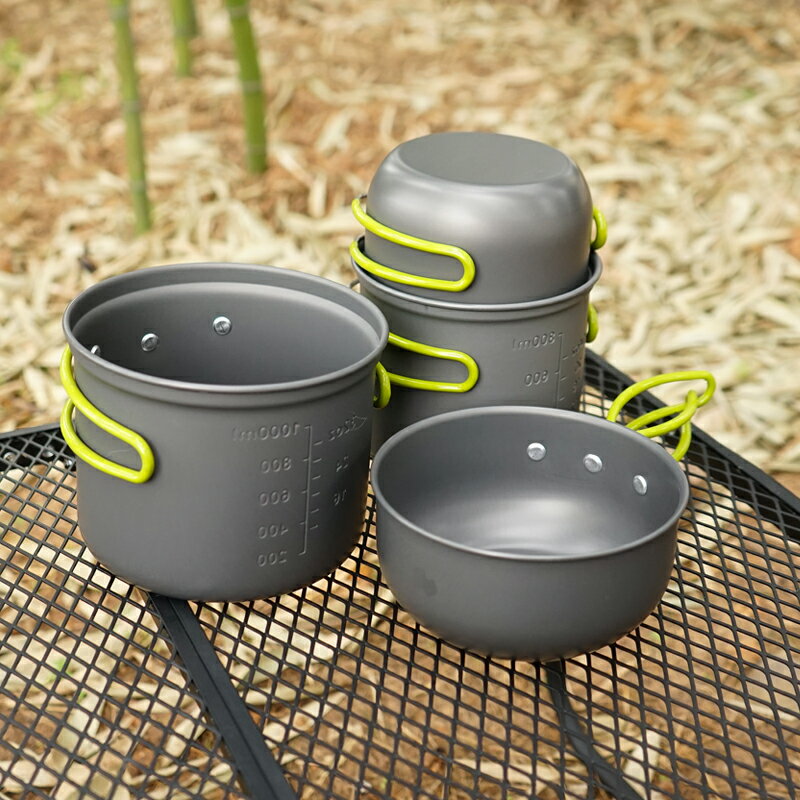 戶外鍋具炊具2-3人套裝便攜野炊用品裝備便攜不粘鍋加厚野營套鍋