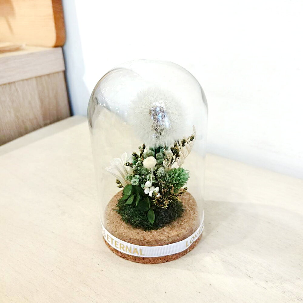 萩蒔花花藝x覓品竹北手作店-乾燥花x永生花創作橢圓玻璃花盅-幸福蒲公英-共2色 6