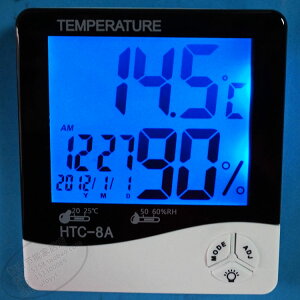 包郵HTC-1大屏幕顯示家用室內電子溫度計濕度計 帶時間 日期 鬧鐘