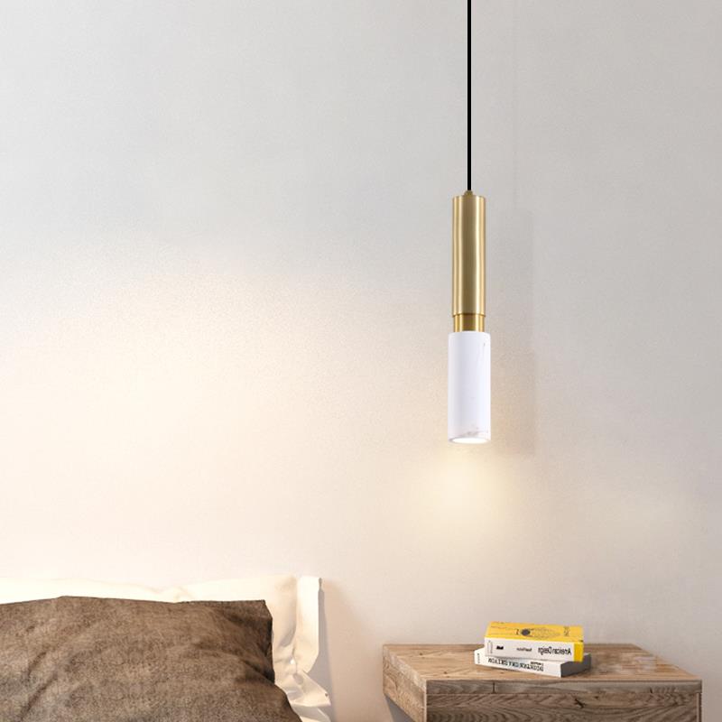 新款北歐網紅臥室床頭LED小吊燈 現代簡約輕奢大理石單頭餐廳吊燈