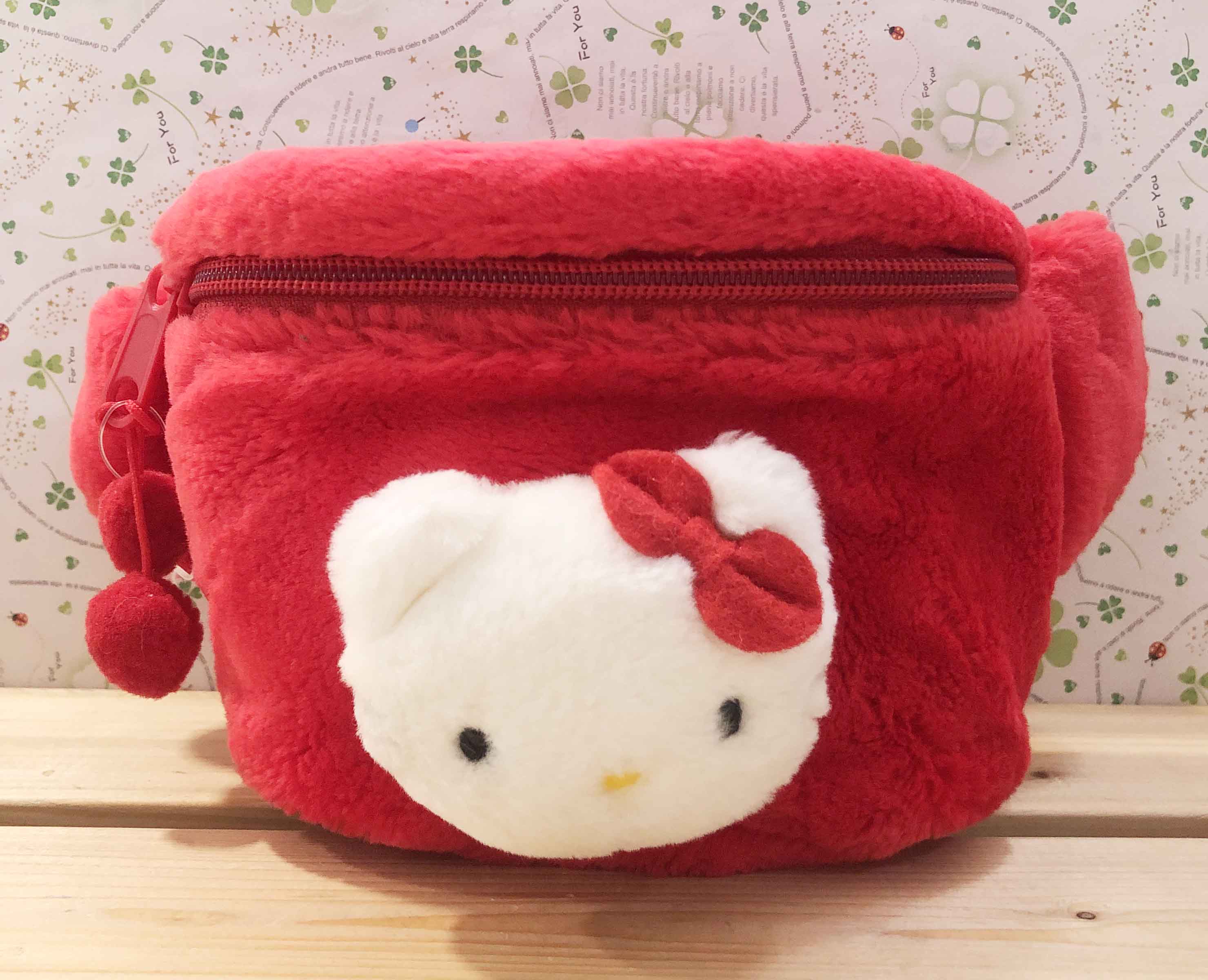 【震撼精品百貨】凱蒂貓 Hello Kitty~日本SANRIO三麗鷗 KITTY 絨毛腰包-紅*01524