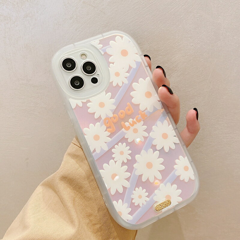 ins清新雛菊花朵適用iphone12pro max蘋果11手機殼iphone13軟矽膠xsmax鐳射x/xr日韓8plus女7全包防摔套