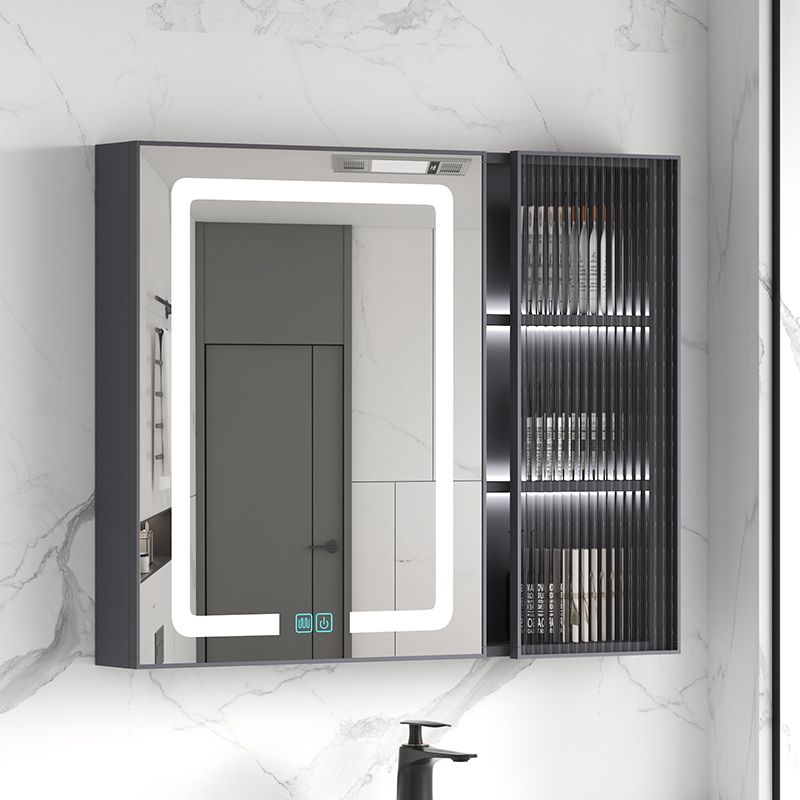 太空鋁浴室鏡柜單獨衛生間掛墻式智能帶燈防霧玻璃門收納儲物組合
