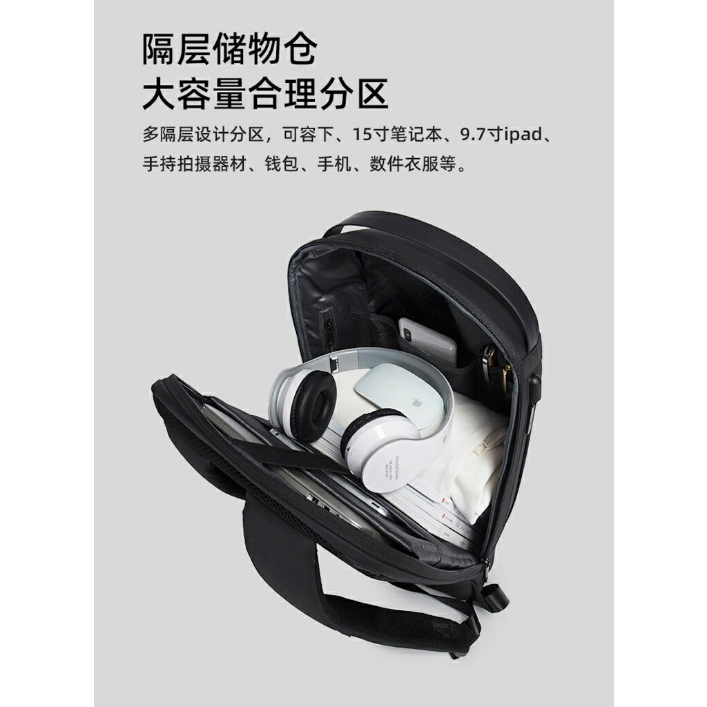 ISONA 圓形防水牛津布材質雙肩背帶電腦包 筆電包 後背包 雙肩包 書包 macbook筆電平板輕薄 6