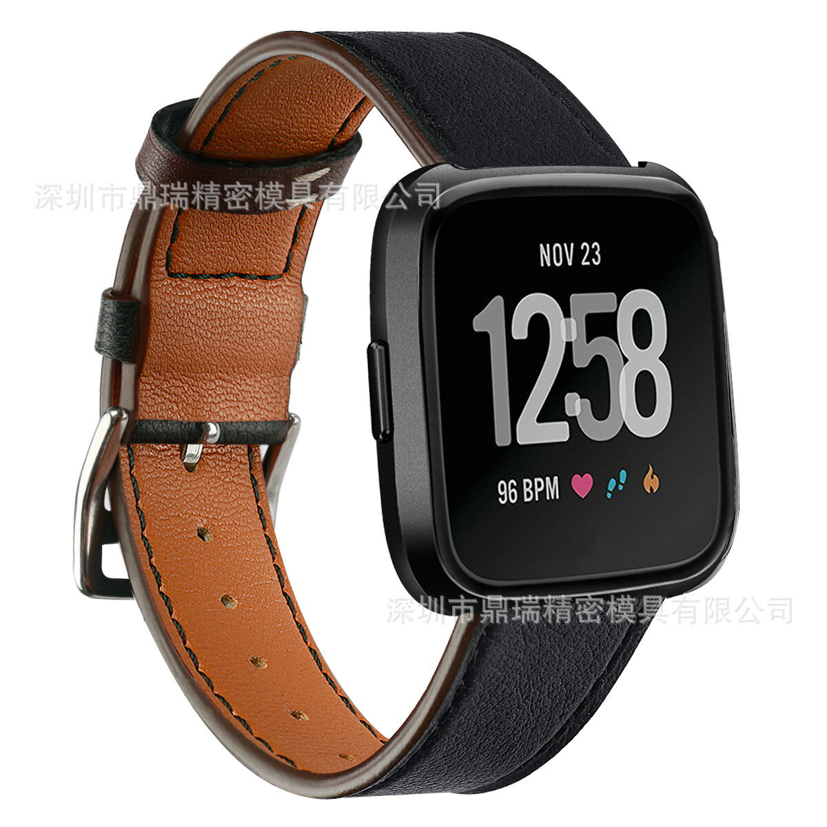 優樂悅~Fitbit Versa智慧手錶 頭層牛皮雙面尖尾真皮表帶 皮帶 22mm 23mm
