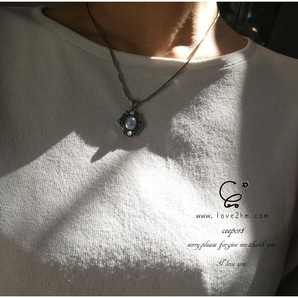 月光石吊墜-織網/月光石/925純銀/晶石鍊墜/ [晶晶工坊-love2hm]