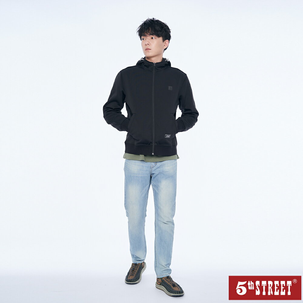 男反光印花貼合外套-黑色【5th STREET】【APP下單享4%點數】