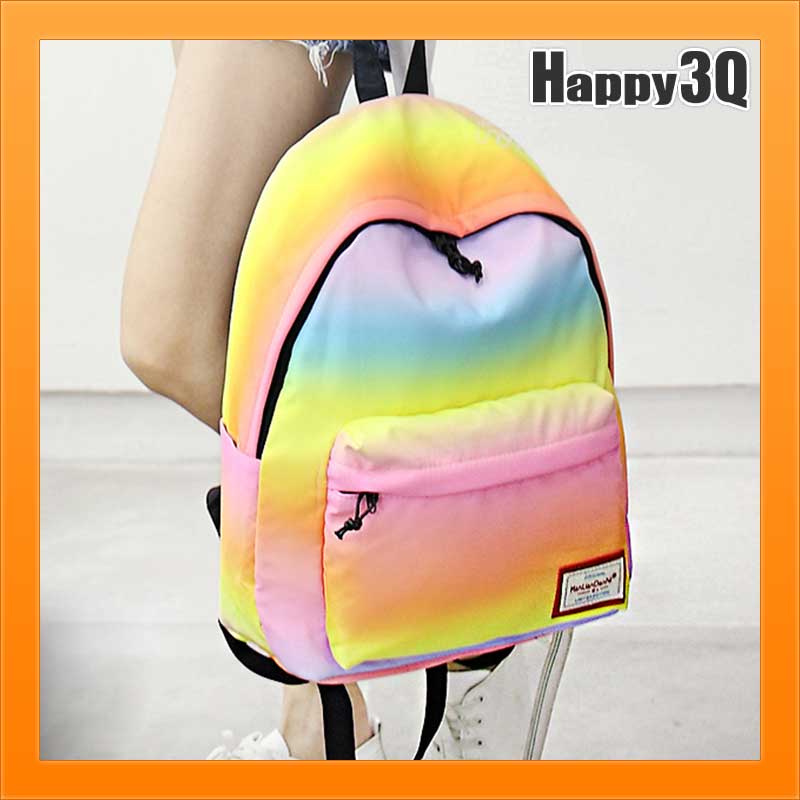 漸層後背包雙肩包漸變彩大容量包包旅行包潮流後背包書包學生包-黃/黑/綠/藍/桃【AAA3059】