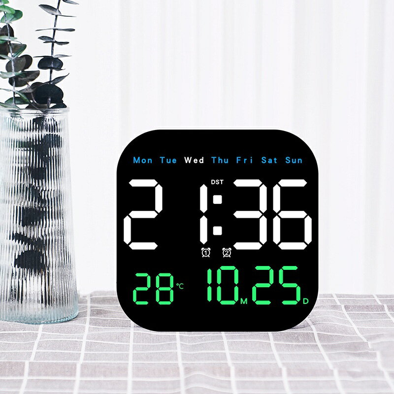 新品 多功能時鐘 LED電子鐘 客廳清新掛鐘 可掛可立兩用鐘錶 萬年曆 鬧鐘溫度計