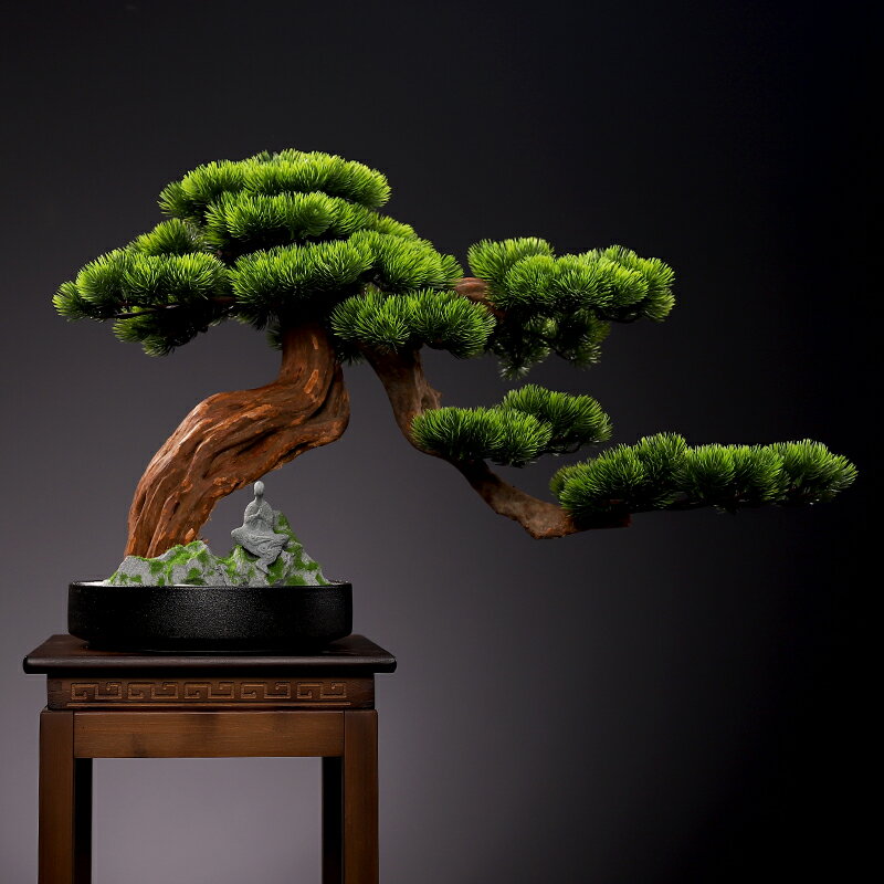 優樂悅~大型模擬迎客松盆景客廳仿生綠植崖柏盆栽酒店景觀植物辦公室擺件