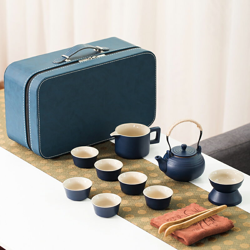 日式便攜式旅行功夫茶具套裝黑陶簡約家用戶外小套禮品定制logo