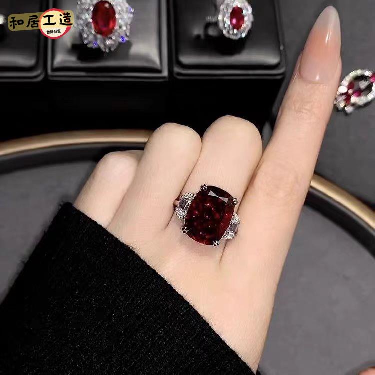璀璨奪目暗夜玫瑰鴿血紅戒指輕奢高階感小眾設計精緻高顏值 指環【DD0507001】