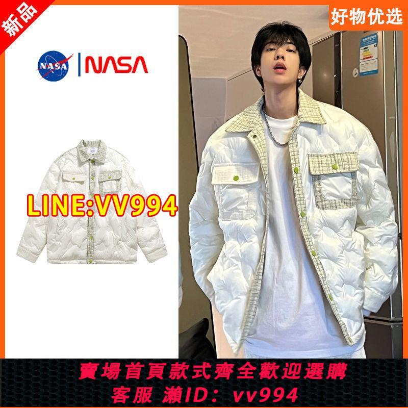 可打統編 NASA聯名法式拼接設計感小香風棉服男冬季加厚小眾高階感棉衣外套
