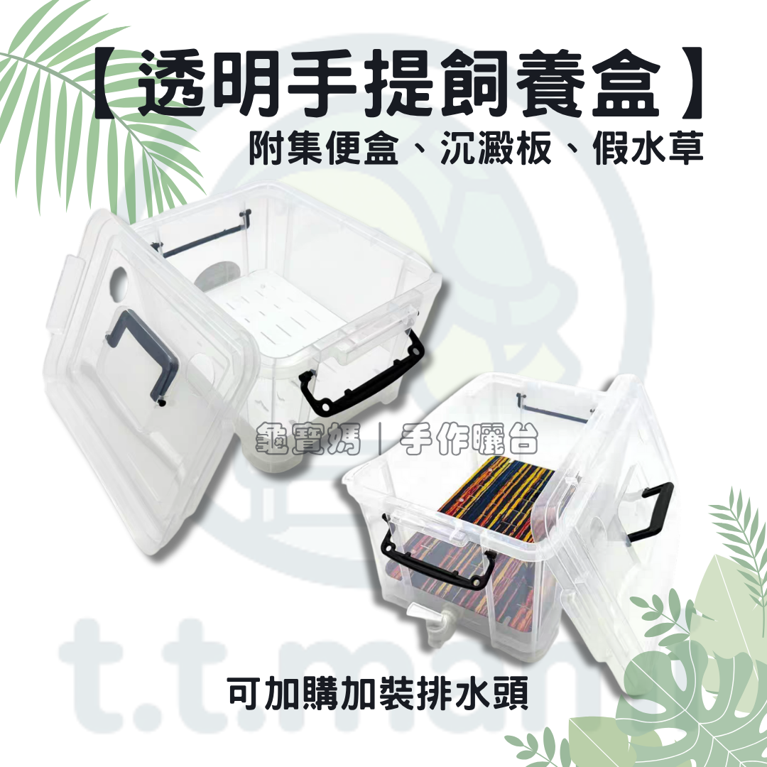 【龜寶媽手作】烏龜手提飼養盒／隔離飼養｜附沉澱板可加購排水頭