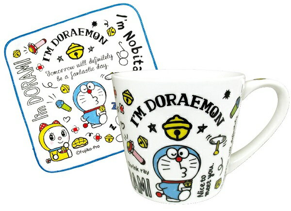 日貨 多拉A夢 馬克杯 附 毛巾 方巾 杯子 杯 咖啡杯 水杯 小叮噹 DORAEMON J00015361