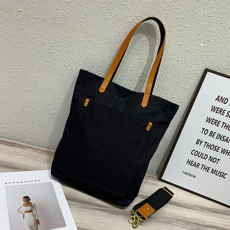 【巴黎精品】手提包帆布肩背包-大容量簡約百搭托特包女包包6色a1hf9